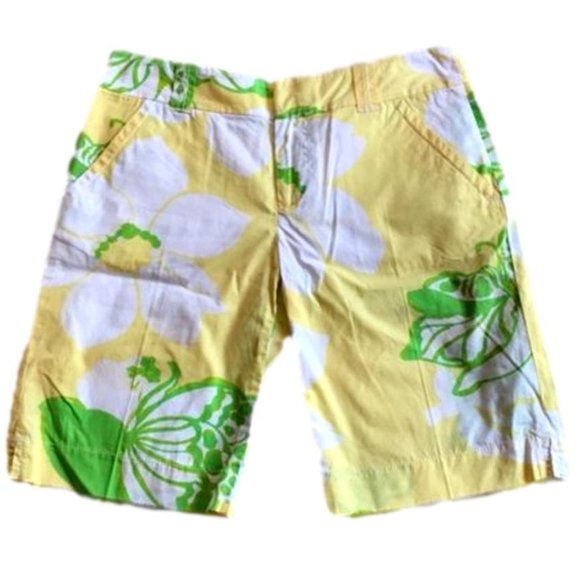 Lilly Pulitzer Pants - Lilly Pulitzer Yellow & Green Floral Print Shorts